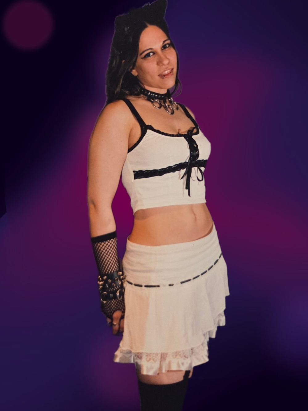 Rare Vintage Rampage White w/ Black Lace Top & Skirt Set - Small
